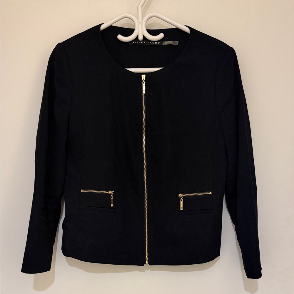 Ivanka Trump Navy Blue Blazer with Gold Zippers